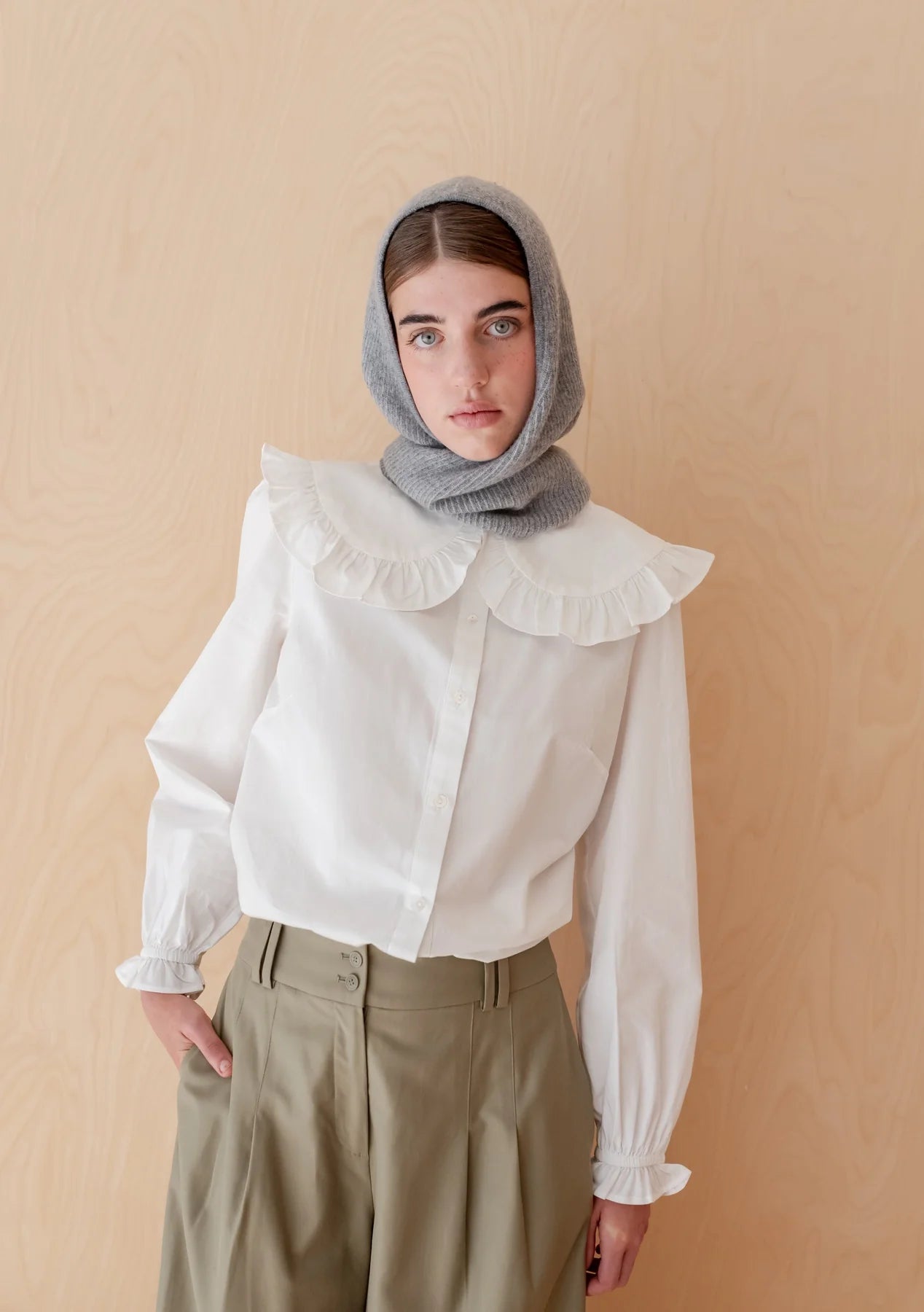 Merino Hood in Grey Two-Tone