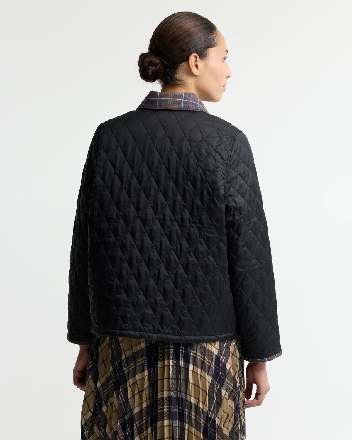 Barbour Icons Tartan Collar Cropped Liddesdale Quilted Jacket