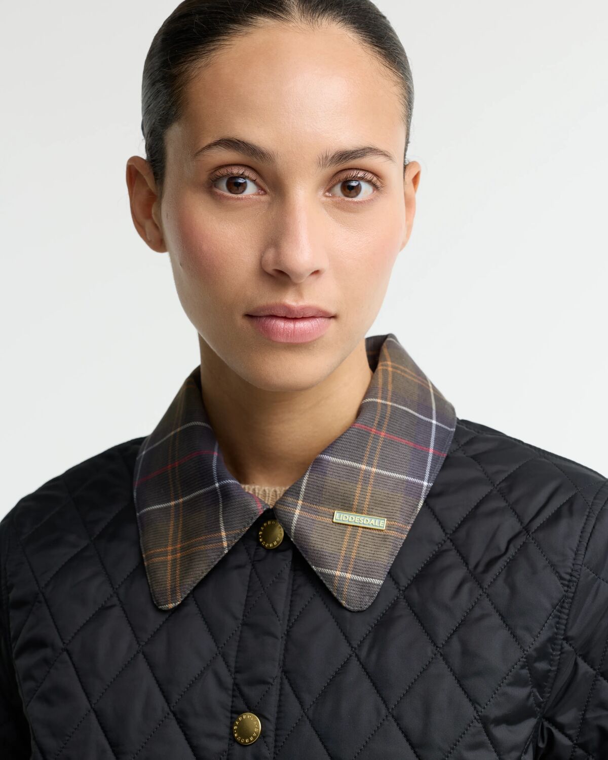 Barbour Icons Tartan Collar Cropped Liddesdale Quilted Jacket