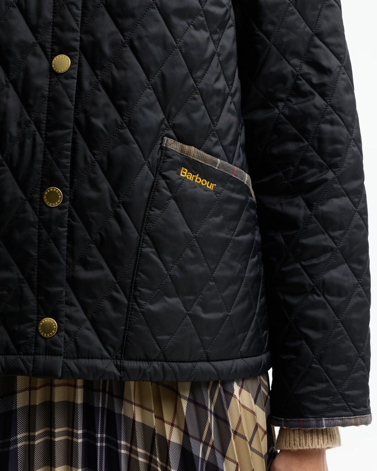 Barbour Icons Tartan Collar Cropped Liddesdale Quilted Jacket