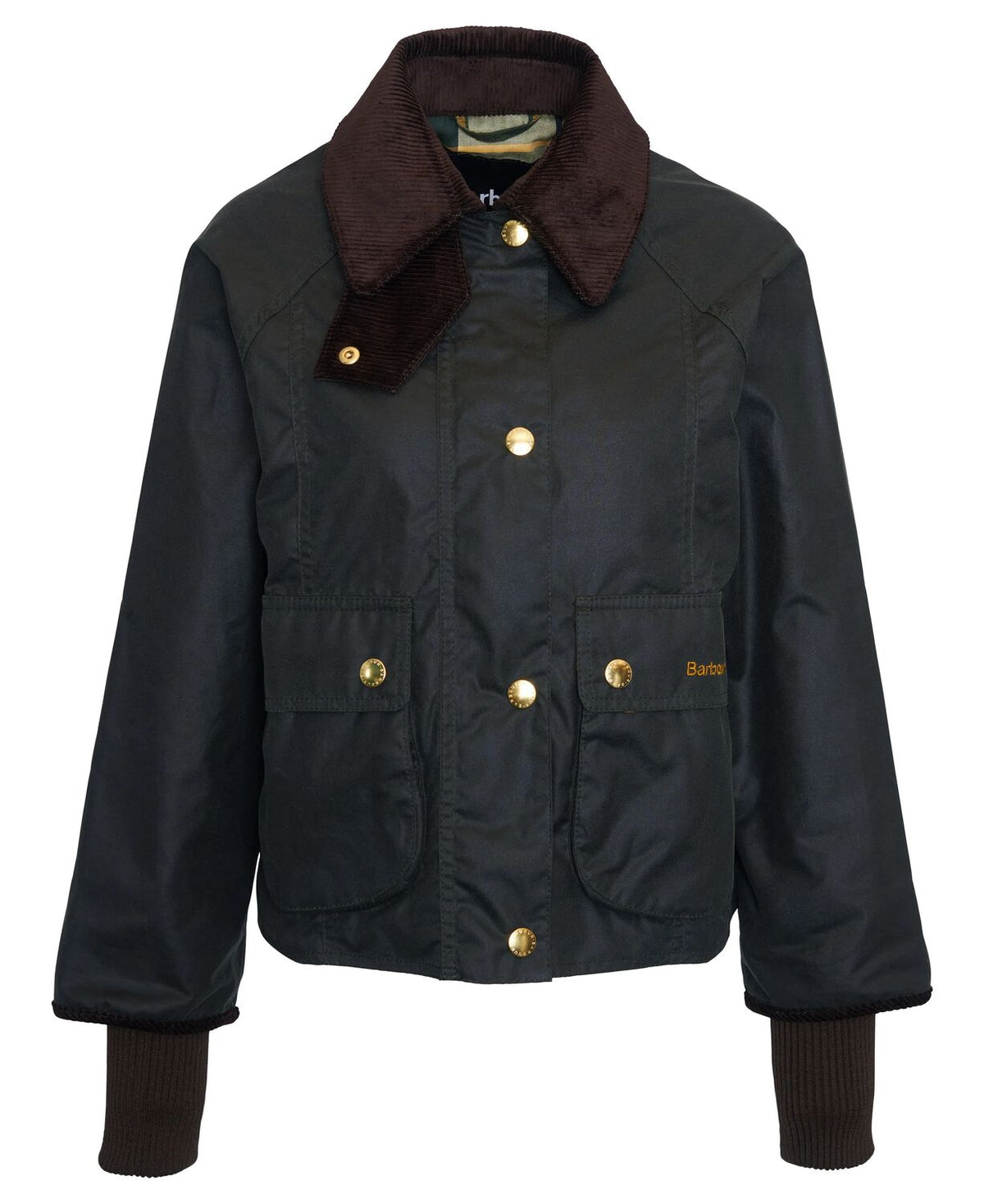Barbour Cropped Beadnell Waxed Jacket - Sage