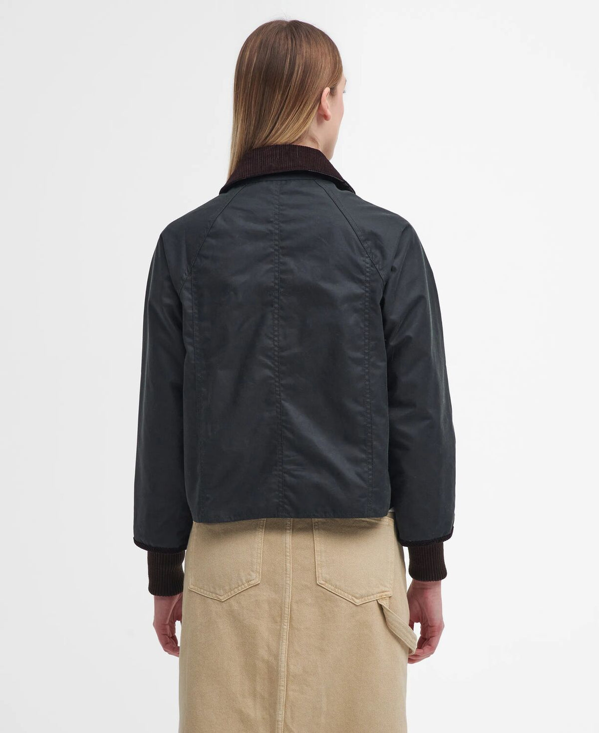 Barbour Cropped Beadnell Waxed Jacket - Sage