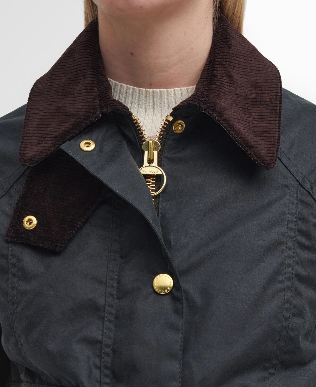 Barbour Cropped Beadnell Waxed Jacket - Sage