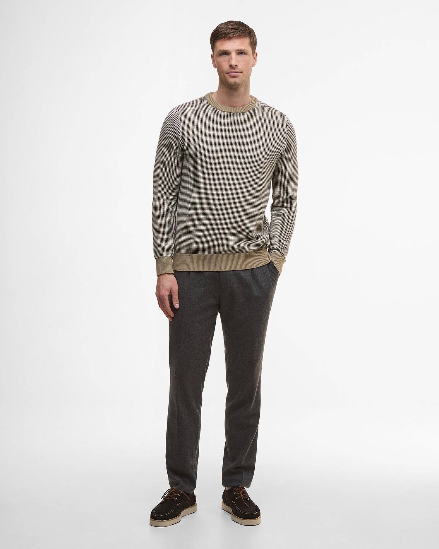 Barbour Wells Crew Neck Jumper - Washed Stone