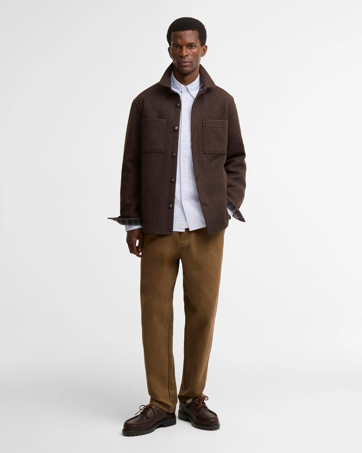 Barbour Marltown Tailored Wool Blend Overshirt - Brown