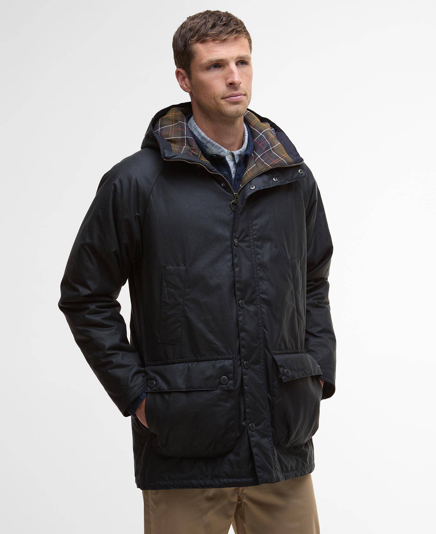 Barbour Bedale Waxed Parka - Navy