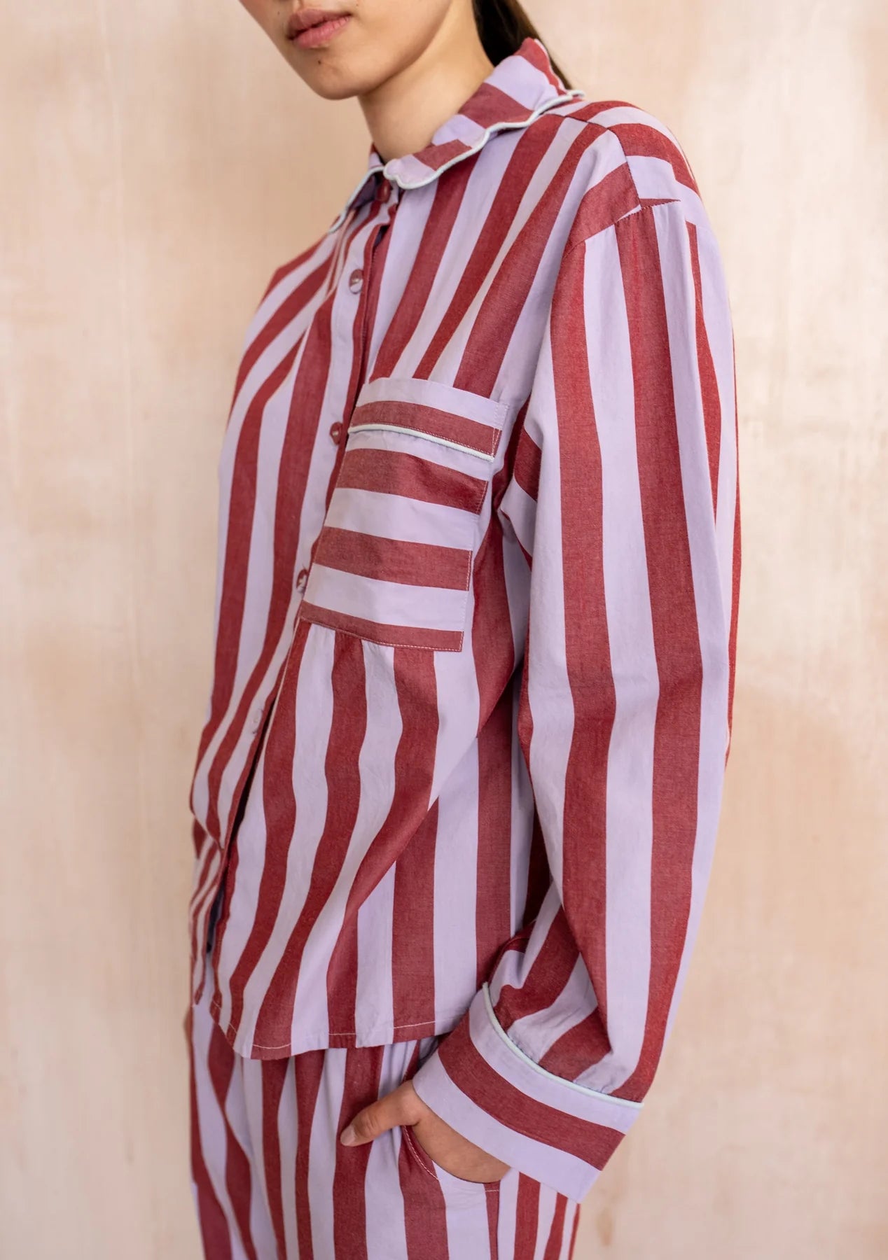 Cotton Pyjamas - Lilac Stripe