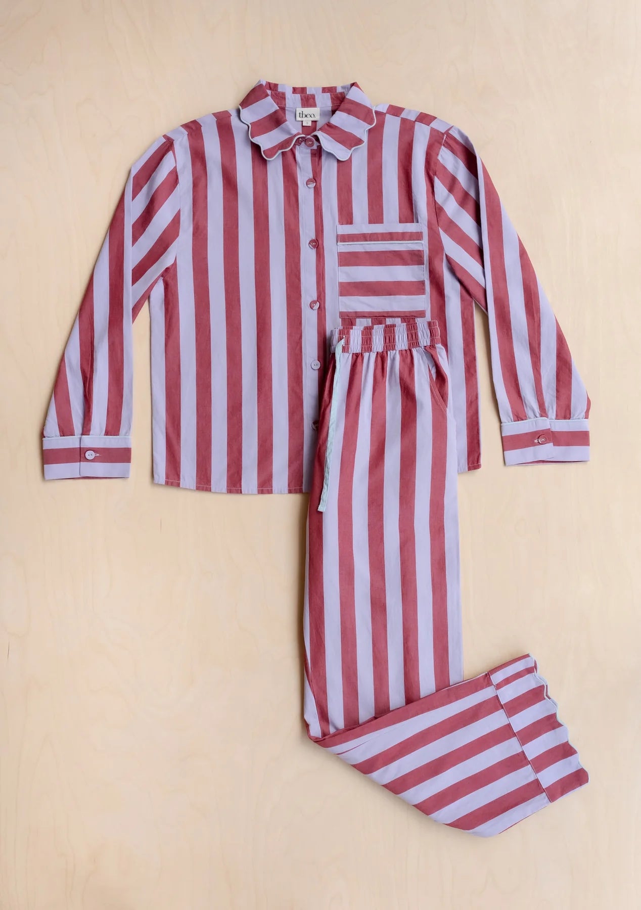 Cotton Pyjamas - Lilac Stripe